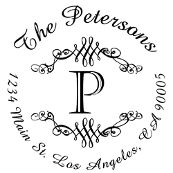 Round Flourish Border Letter P Monogram Stamp Sample